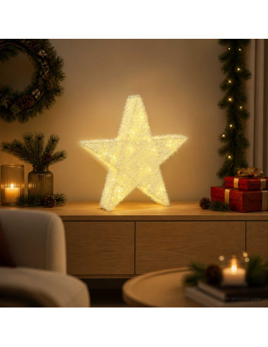 Stella di Natale 3D 50 LED Bianco caldo 55 x 53,5 x 10 cm