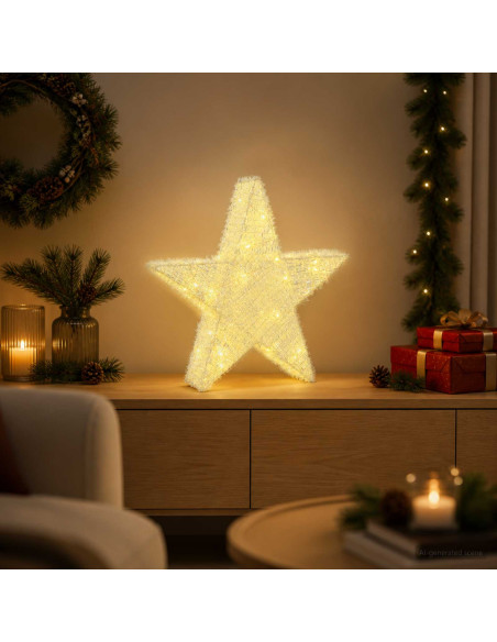 Stella di Natale 3D 50 LED Bianco caldo 55 x 53,5 x 10 cm