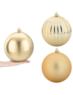 Set di palline di Natale XXL 3 pz Oro Ø 25 cm Plastica 2