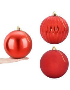 Set di palline di Natale XXL 3 pz Rosso Ø 25 cm Plastica 2
