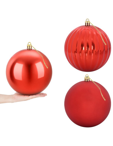 Set di palline di Natale XXL 3 pz Rosso Ø 25 cm Plastica