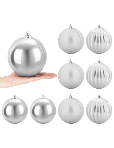Set di palline di Natale XL 9 pz Argento Ø 15 cm Plastica 2