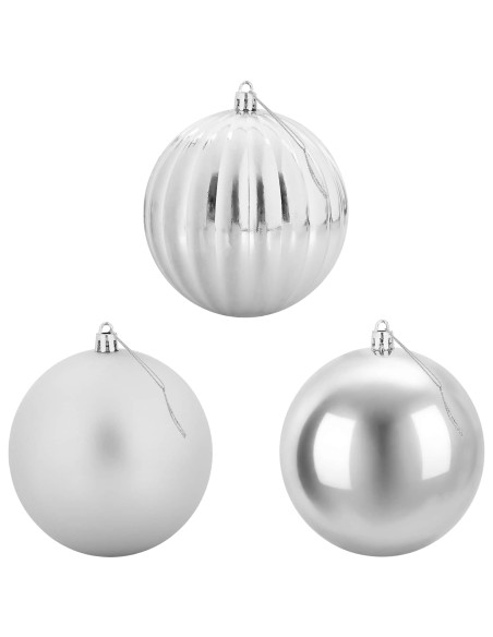 Set di palline di Natale XL 9 pz Argento Ø 15 cm Plastica