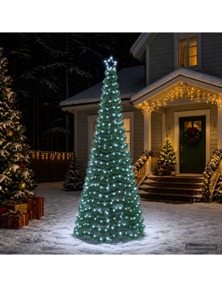 Albero di Natale in tinsel con luci LED e base EKENAS 250 cm