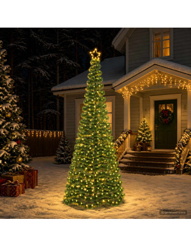 Albero di Natale in tinsel con luci LED e base EKENAS 250 cm