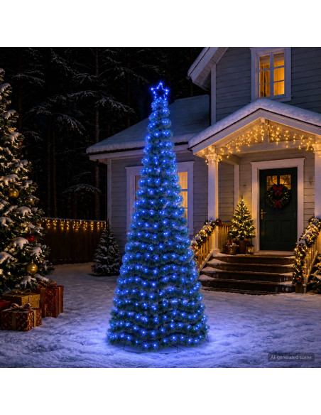 Albero di Natale in tinsel con luci LED e base EKENAS 250 cm