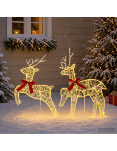 Renna di Natale 2 pz 40 LED Bianco caldo 43 x 19 x 65 cm