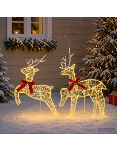 Renna di Natale 2 pz 40 LED Bianco caldo 43 x 19 x 65 cm