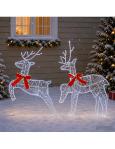 Renna di Natale 2 pz 40 LED Bianco freddo 43 x 19 x 65 cm