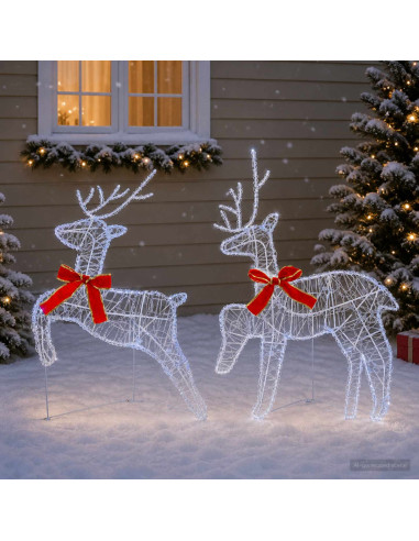 Renna di Natale 2 pz 40 LED Bianco freddo 43 x 19 x 65 cm