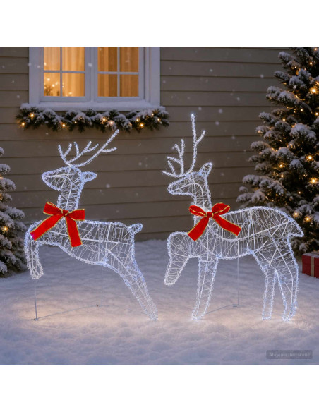 Renna di Natale 2 pz 40 LED Bianco freddo 43 x 19 x 65 cm