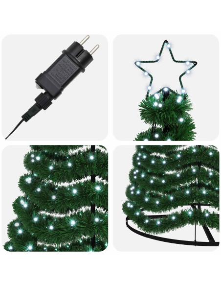 Albero di Natale in tinsel con luci LED e base EKENAS 250 cm