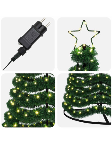 Albero di Natale in tinsel con luci LED e base EKENAS 250 cm