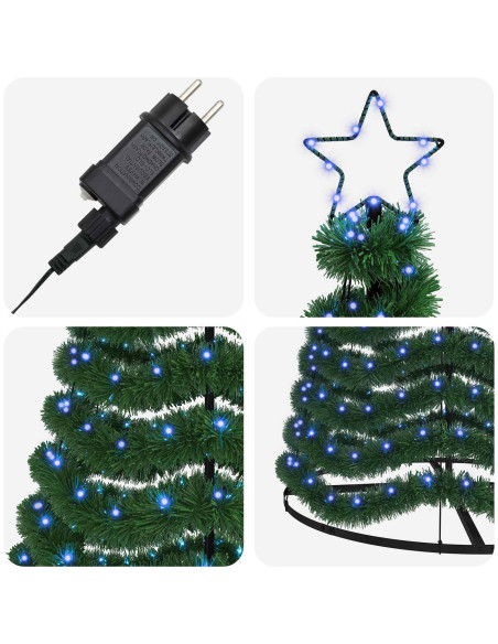 Albero di Natale in tinsel con luci LED e base EKENAS 250 cm