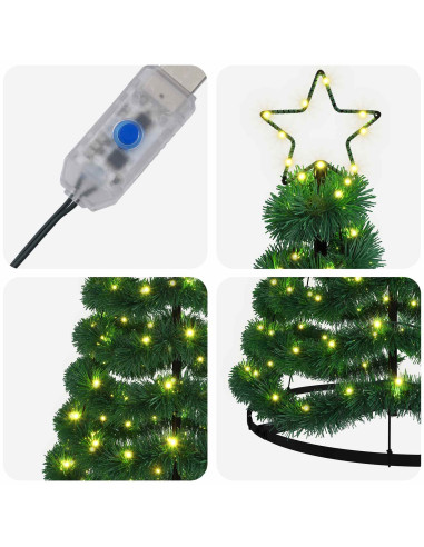 Albero di Natale in tinsel con luci LED e base EKENAS 180 cm
