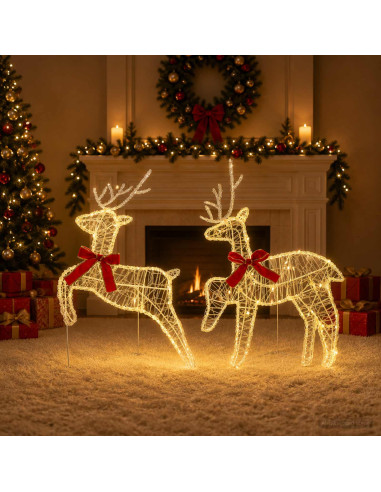 Renna di Natale 2 pz 40 LED Bianco caldo 43 x 19 x 65 cm