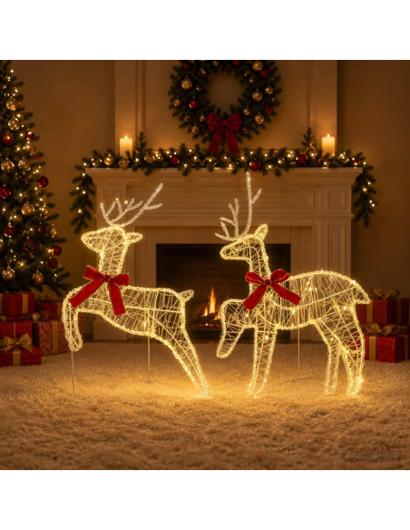Renna di Natale 2 pz 40 LED Bianco caldo 43 x 19 x 65 cm