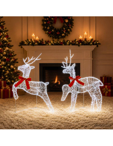Renna di Natale 2 pz 40 LED Bianco freddo 43 x 19 x 65 cm