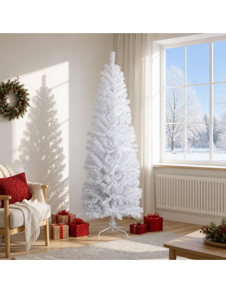 Albero di Natale Artificiale Sottile 180 cm PVC e Acciaio