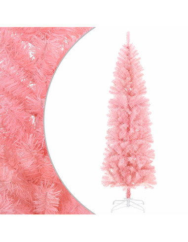 Albero di Natale Artificiale Sottile 180 cm PVC e Acciaio Rosa
