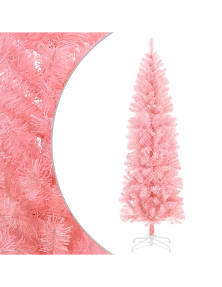 Albero di Natale Artificiale Sottile 180 cm PVC e Acciaio Rosa