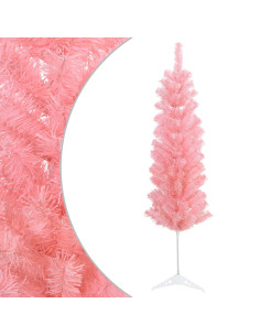 Albero di Natale Artificiale Sottile 150 cm PVC e Acciaio Rosa 2