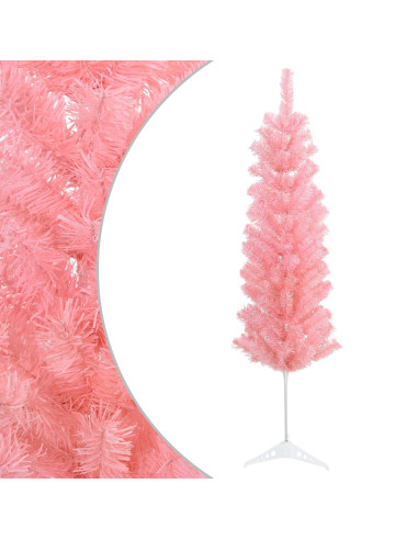 Albero di Natale Artificiale Sottile 150 cm PVC e Acciaio Rosa