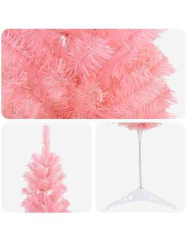 Albero di Natale Artificiale Sottile 150 cm PVC e Acciaio Rosa