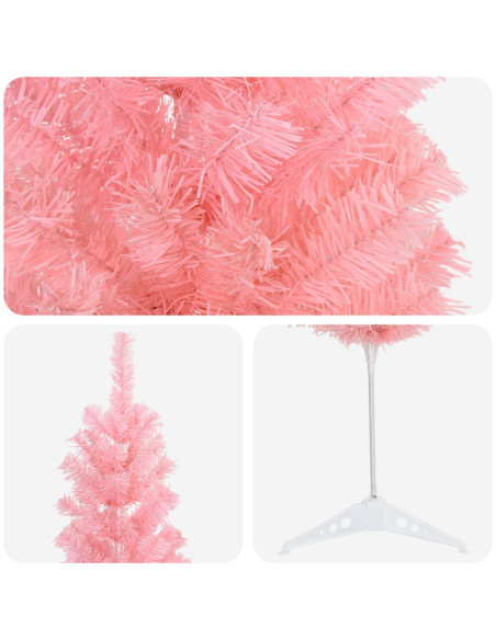 Albero di Natale Artificiale Sottile 120 cm PVC e Acciaio Rosa