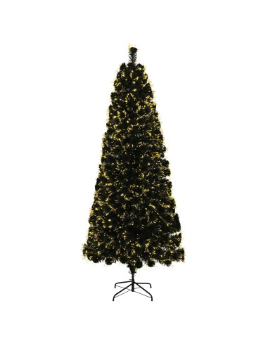 Albero di Natale in fibra ottica 210 cm 24 LED Bianco caldo PVC