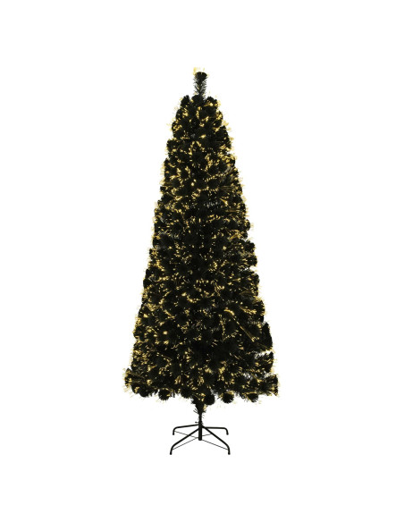 Albero di Natale in fibra ottica 210 cm 24 LED Bianco caldo PVC