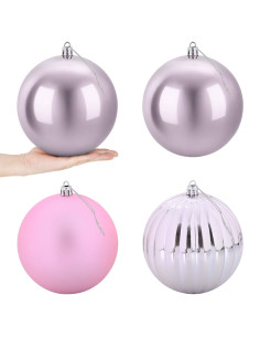 Set di palline di Natale XXL 4 pz Rosa Ø 20 cm Plastica 2
