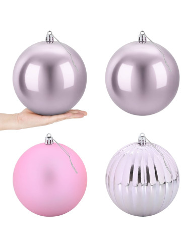 Set di palline di Natale XXL 4 pz Rosa Ø 20 cm Plastica