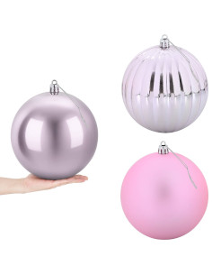 Set di palline di Natale XXL 3 pz Rosa Ø 25 cm Plastica 2
