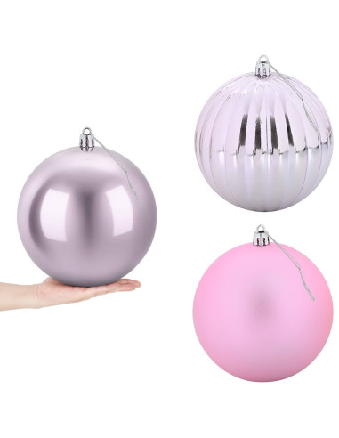 Set di palline di Natale XXL 3 pz Rosa Ø 25 cm Plastica