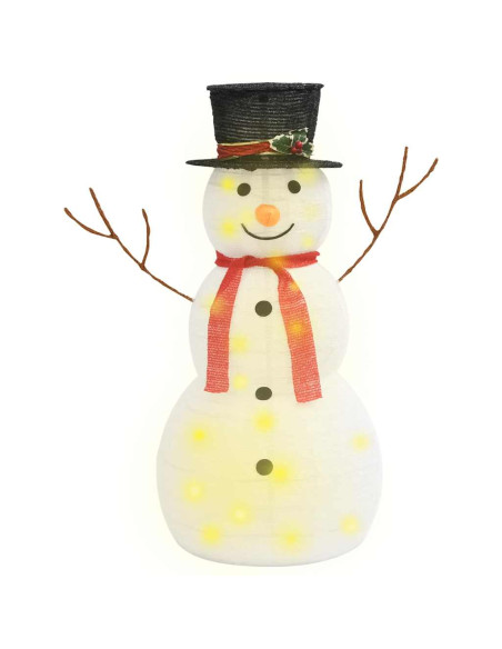 Figura Natalizia Pupazzo di Neve a LED Tessuto Pregiato 90 cm