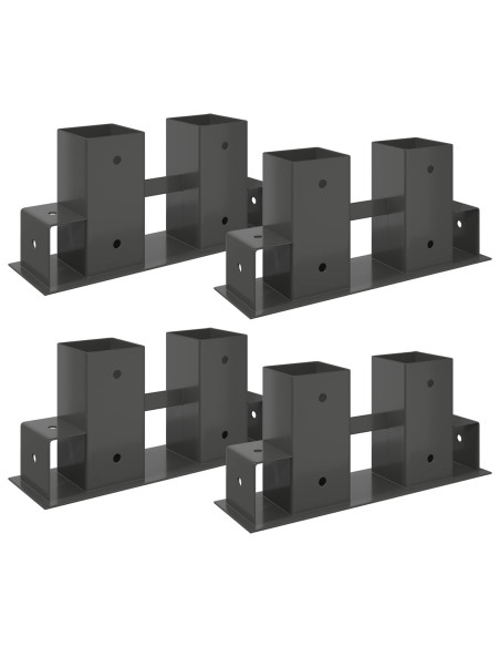 Aiuto per Impilare Legna 4 pz Antracite 34 x 10 x 15 cm Acciaio