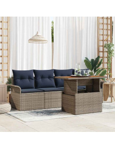 Set Divano da Giardino 5 pz grigio e blu navy