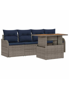 Set Divano da Giardino 5 pz grigio e blu navy 2