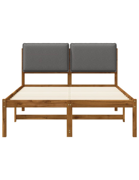 Letto con Testiera Rivestita Naturale e Grigio Chiaro