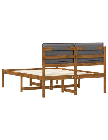 Letto con Testiera Rivestita Naturale e Grigio Chiaro