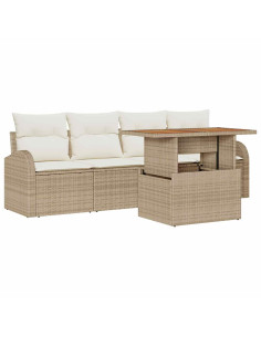 Set Divano da Giardino 5 pz Beige e Crema 2