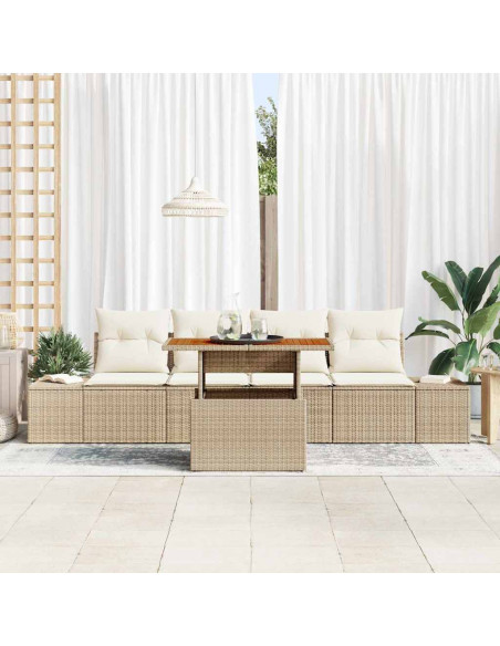 Set Divano da Giardino 5 pz Beige e Crema