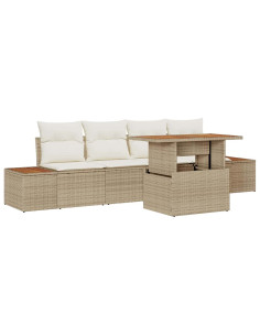 Set Divano da Giardino 5 pz Beige polyrattan 2