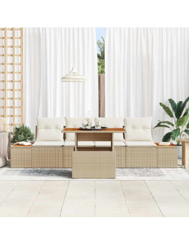 Set Divano da Giardino 5 pz Beige polyrattan