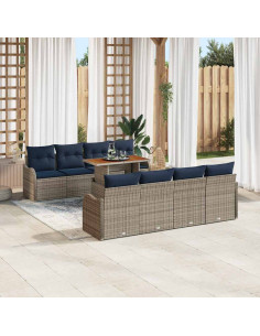 Set Divano da Giardino 7 pz grigio e blu navy