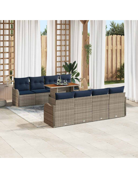 Set Divano da Giardino 7 pz grigio e blu navy