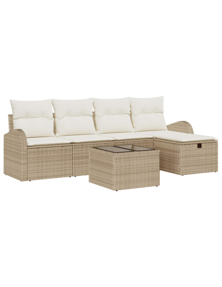 Set di divani con cuscino Beige e Crema polyrattan