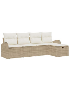 Set di divani 5 pz Beige e Crema polyrattan