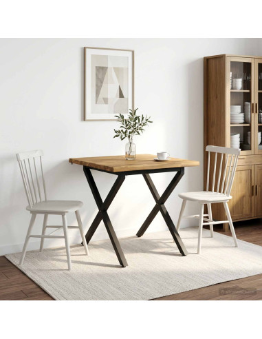 60 x 55 x 75 cm Legno di Acacia Massello Bianco e Nero
